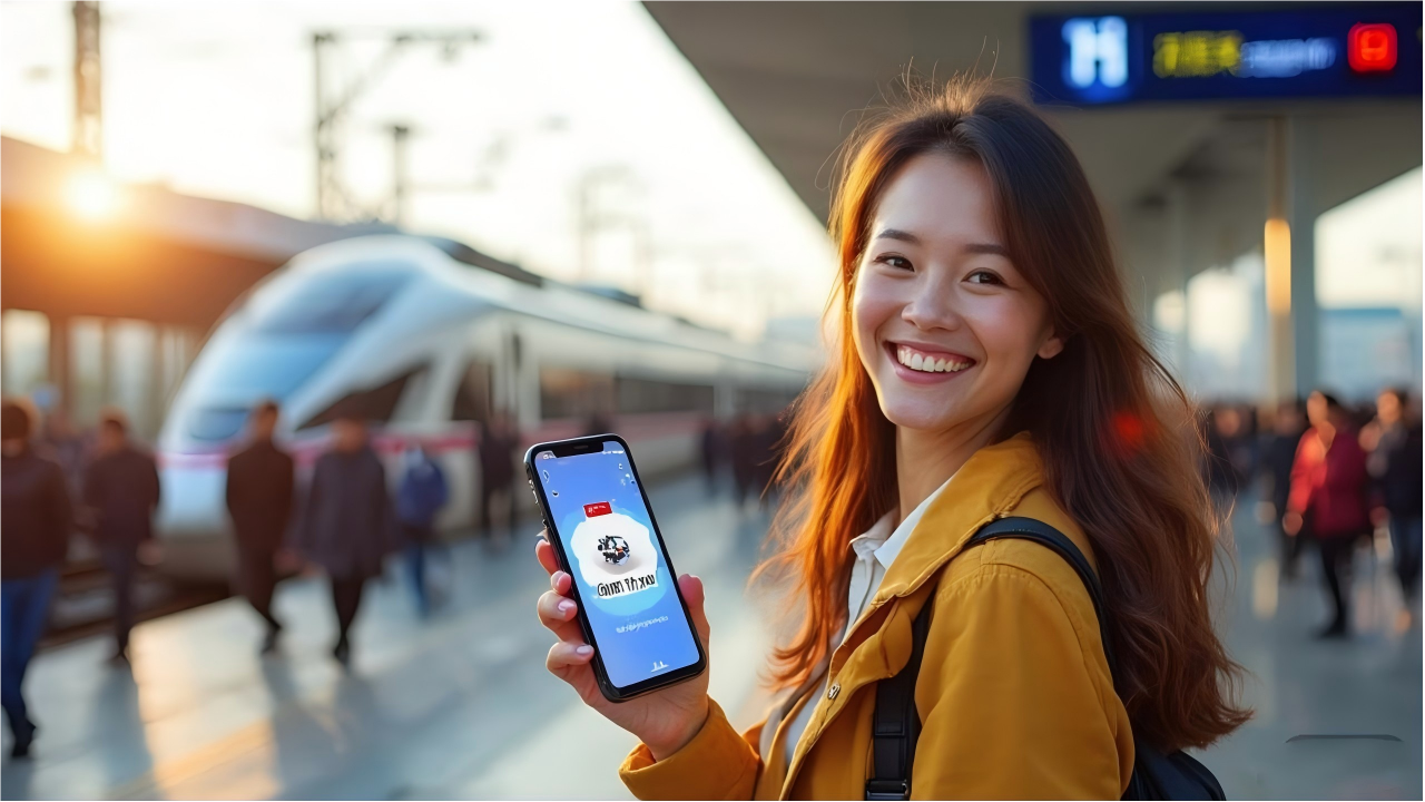 foreign passengers scan the Chinese Ctrip code into the HSR Station